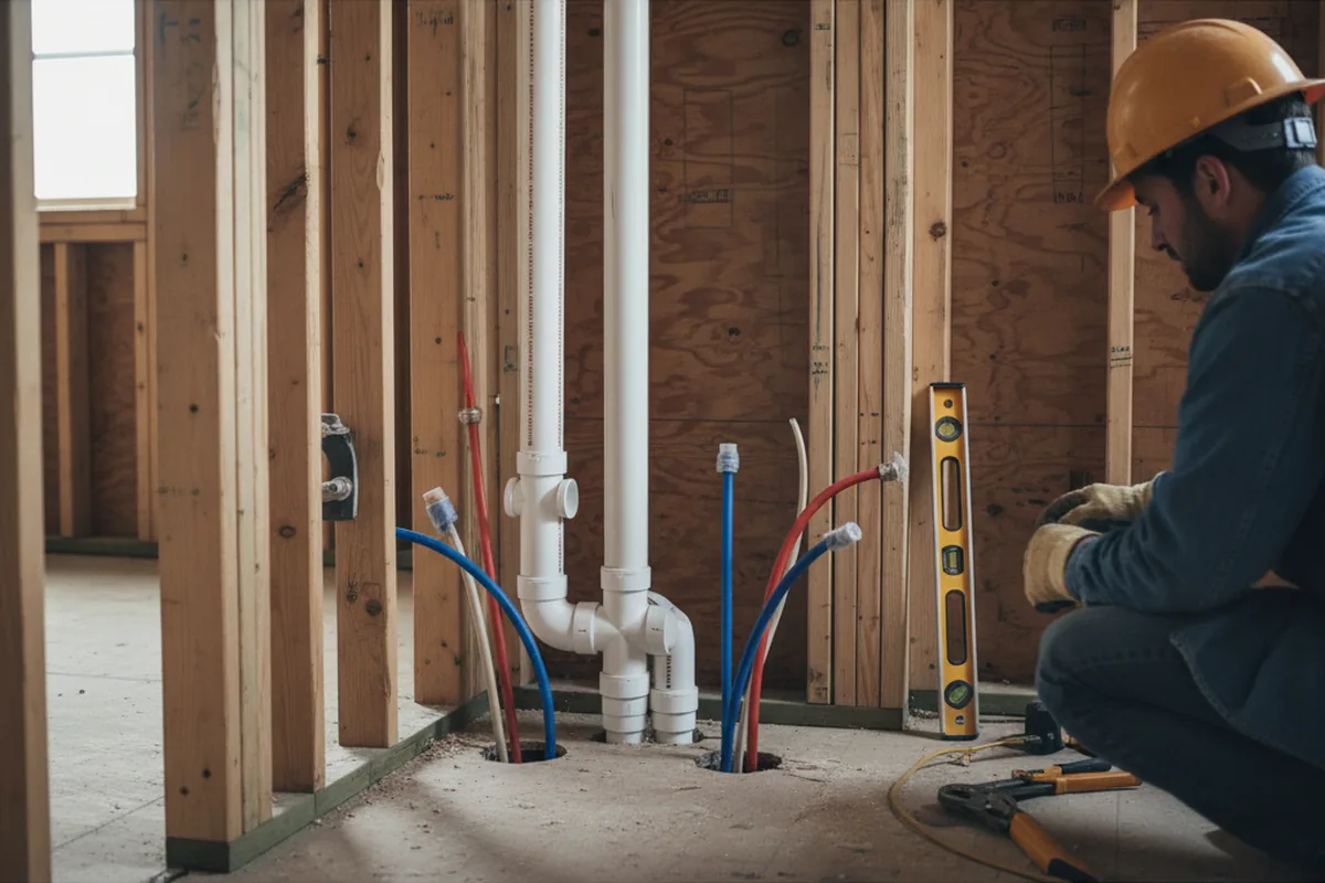 Drain and supply rough-in during Garbage Disposal Repair in Verona